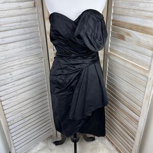 Vintage 80s 90s Victor Costa Strapless Draped Bodice Tulip Hem Cocktail Dress